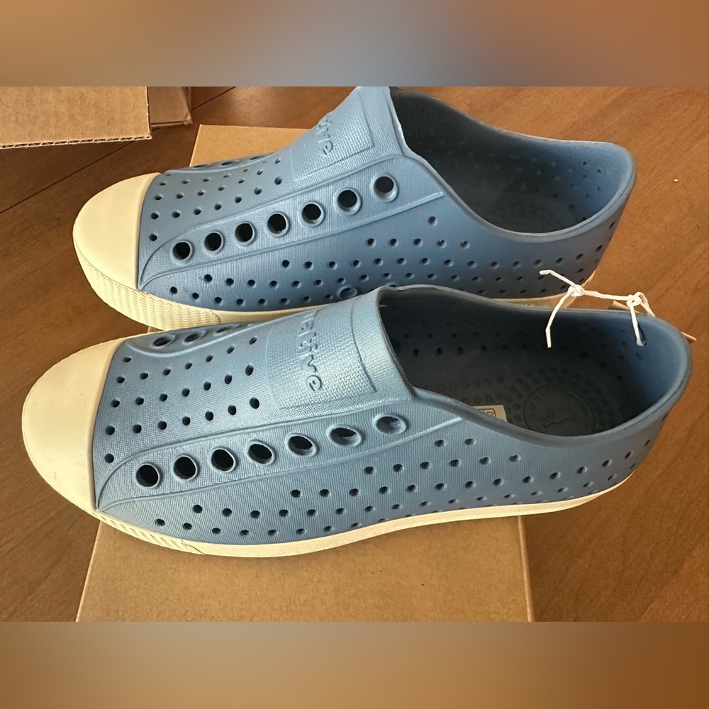 Native Blue and White Slip-On Sneakers
